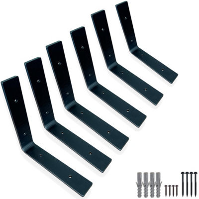 MKGT 6 Shelf Brackets Pcs Heavy Duty Industrial Steel For Wall Mounted Diy Floating(Raw Steel, 150X150mm) - image 1