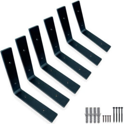 MKGT 6 Shelf Brackets Pcs Heavy Duty Industrial Steel For Wall Mounted Diy Floating(Raw Steel, 150X150mm) - thumbnail 1