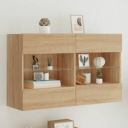 Walplus Tv Wall Cabinet With Led Lights Sonoma Oak 98.5X30X60.5 Cm - thumbnail 1