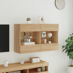 Walplus Tv Wall Cabinet With Led Lights Sonoma Oak 98.5X30X60.5 Cm - thumbnail 5