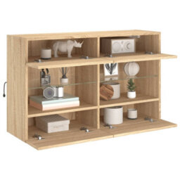 Walplus Tv Wall Cabinet With Led Lights Sonoma Oak 98.5X30X60.5 Cm - thumbnail 6