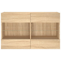 Walplus Tv Wall Cabinet With Led Lights Sonoma Oak 98.5X30X60.5 Cm - thumbnail 7