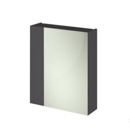 Hudson Reed Fusion Wall Hung 2 Door 75/25 Mirror Cabinet, Gloss Grey, Soft Close, 600X162X713mm