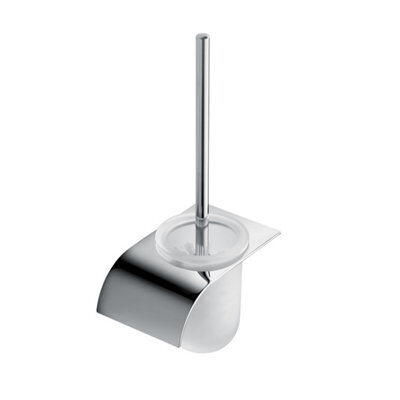 Plum&clay Jenna Wall Mounted Chrome Toilet Brush & Glass Holder