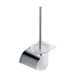 Plum&clay Jenna Wall Mounted Chrome Toilet Brush & Glass Holder