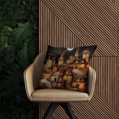 Warren Reed Designer Spooky Halloween Village Outdoor Cushion 60Cm X 60Cm