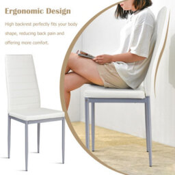 Costway Set Of 4 Dining Chairs Upholstered  W/ Sponge Cushion & Metal Frame Living Room - thumbnail 5