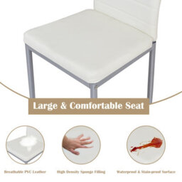 Costway Set Of 4 Dining Chairs Upholstered  W/ Sponge Cushion & Metal Frame Living Room - thumbnail 4