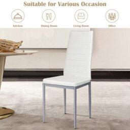 Costway Set Of 4 Dining Chairs Upholstered  W/ Sponge Cushion & Metal Frame Living Room - thumbnail 7