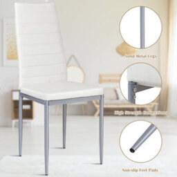 Costway Set Of 4 Dining Chairs Upholstered  W/ Sponge Cushion & Metal Frame Living Room - thumbnail 6