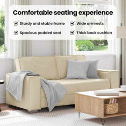 Vidaxl Sofa Chair Cream 180 X 78 X 84 Cm Artificial Leather - thumbnail 8