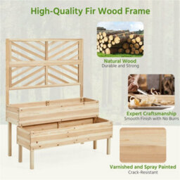 Yaheetech 2-Tier Fir Wood Raised Garden Bed With Trellis, Self-Draining, Wood - thumbnail 6