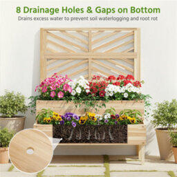 Yaheetech 2-Tier Fir Wood Raised Garden Bed With Trellis, Self-Draining, Wood - thumbnail 7