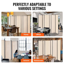 Vevor 6 Panel Folding Room Divider, Portable Partition Privacy Screen For Office Bedroom Study, Beige - thumbnail 6