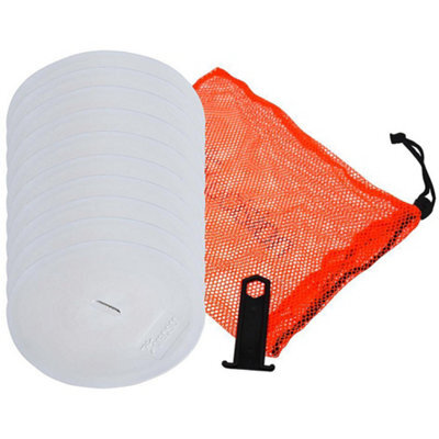 Precision 10 Pack 21Cm Round Rubber Marker Set - White Flat Disc Outdoor Football Pitch - image 1