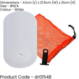 Precision 10 Pack 21Cm Round Rubber Marker Set - White Flat Disc Outdoor Football Pitch - thumbnail 2
