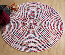 Second Nature Online Carnival Round Bedroom Rug Ethical Source With Recycled Fabric / 150 Cm Diameter - thumbnail 2