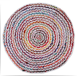 Second Nature Online Carnival Round Bedroom Rug Ethical Source With Recycled Fabric / 150 Cm Diameter - thumbnail 3