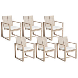 Beliani Set Of 6 Garden Chairs With Cushions Azzanello Acacia Wood Off-White - thumbnail 1