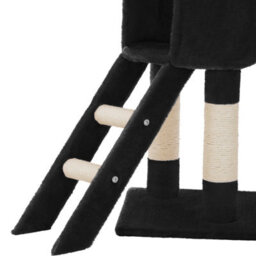 Tectake Cat Tree Dominik - 144 Cm, Sisal Cat Scratching Post, Mice & Anti-Tip Protection - Black - thumbnail 9