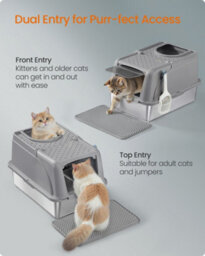 Feandrea Stainless Steel Cat Litter Box With Flip Lid, Xl Enclosed Litter Box With Leak-Proof Design - thumbnail 5
