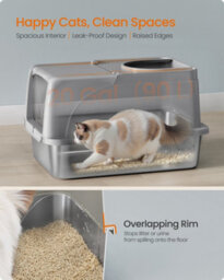Feandrea Stainless Steel Cat Litter Box With Flip Lid, Xl Enclosed Litter Box With Leak-Proof Design - thumbnail 4