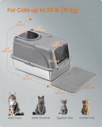 Feandrea Stainless Steel Cat Litter Box With Flip Lid, Xl Enclosed Litter Box With Leak-Proof Design - thumbnail 6