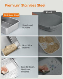 Feandrea Stainless Steel Cat Litter Box With Flip Lid, Xl Enclosed Litter Box With Leak-Proof Design - thumbnail 3
