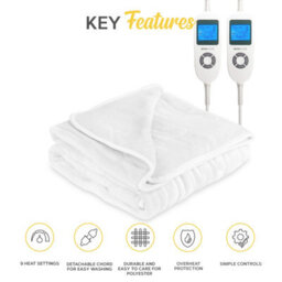 Monhouse Premium Fleece Electric Blanket - Heated Under Blanket, 9 Heat Settings, Fitted Heated Mattress Cover - King 150X200Cm - thumbnail 7