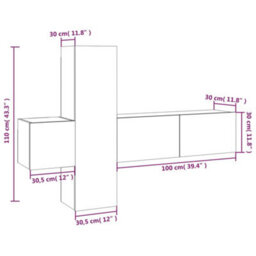 Berkfield 3 Piece Tv Cabinet Set Smoked Oak Engineered Wood - thumbnail 6