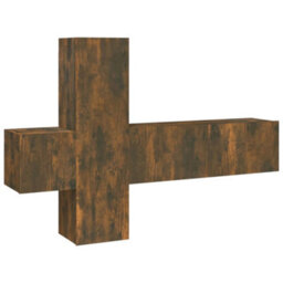 Berkfield 3 Piece Tv Cabinet Set Smoked Oak Engineered Wood - thumbnail 2