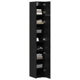 Berkfield Slim Storage Cabinet Black Oak 30X42.5X225 Cm Engineered Wood - thumbnail 3