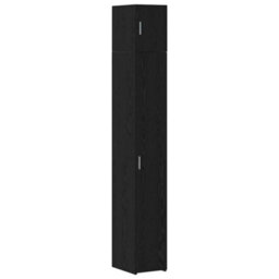 Berkfield Slim Storage Cabinet Black Oak 30X42.5X225 Cm Engineered Wood - thumbnail 2