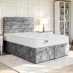 Divan Base Direct Crushed Velvet Pewter Ottoman Divan 3Ft Single Side Lift Ottoman - thumbnail 1