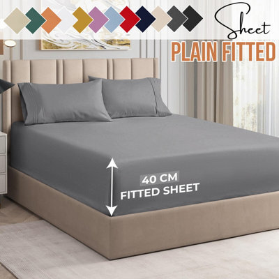Ameha King Plain Dyed Fitted Sheet 40Cm- Extra Deep Pocket Red Fitted Bed Sheets Soft Microfiber Bedding Sheet 152X200 Cm - image 1