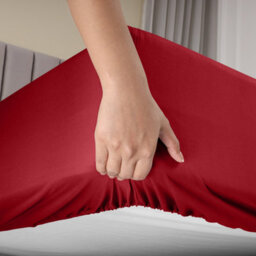 Ameha King Plain Dyed Fitted Sheet 40Cm- Extra Deep Pocket Red Fitted Bed Sheets Soft Microfiber Bedding Sheet 152X200 Cm - thumbnail 9