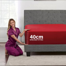Ameha King Plain Dyed Fitted Sheet 40Cm- Extra Deep Pocket Red Fitted Bed Sheets Soft Microfiber Bedding Sheet 152X200 Cm - thumbnail 2