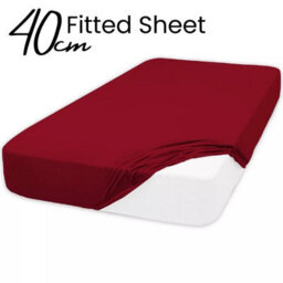 Ameha King Plain Dyed Fitted Sheet 40Cm- Extra Deep Pocket Red Fitted Bed Sheets Soft Microfiber Bedding Sheet 152X200 Cm - thumbnail 5