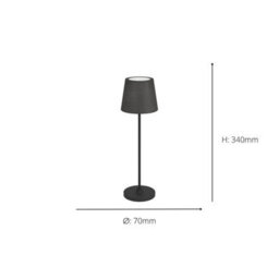 Eglo Leonero Steel And Fabric Portable Touch-Dimmer Led Tuneable White Table Lamp, Black - thumbnail 4