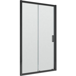 Nuie Pacific 1000mm Matt Black Framed Sliding Shower Door - 6mm Toughened Safety Glass, Reversible - thumbnail 2