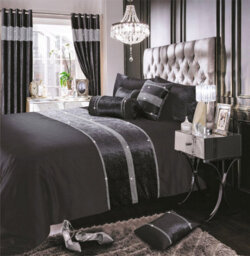 Intimates Charcoal Topaz Crushed Velvet Duvet Cover And Pillowcase Set Single