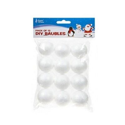 PMS Pack Of 12 Make Decorate Your Own Polyfoam Mini Christmas Tree Baubles 3.6Cm - image 1