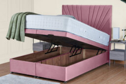 UKBEDFURNITURE Sunrise Plush Pink End Opening Divan Ottoman Bed With 54 Inch Headboard - thumbnail 2