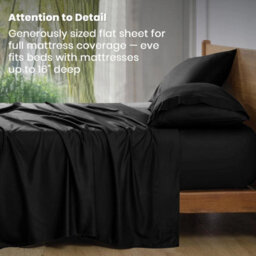 Ameha 100% Egyptian Cotton Black Flat Sheet Luxurious Bedding Hypoallergenic & Skin-Friendly Durable Single 175 X 275 Cm - thumbnail 3
