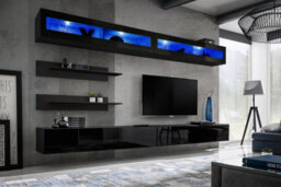 "Arte Fly I2 Black Gloss Entertainment Unit 320Cm - Dramatic Led Media Wall For Tvs Up To 75"""