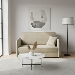 Sofa Viva Loft Iii With Sleeping Function And Storage Chipboard Metal Legs Wooden Frame 145Cm Width Beige - thumbnail 2