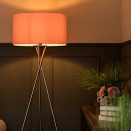 Valuelights Camden Chrome Tripod Floor Lamp With Blush Drum Shade And Bulb - thumbnail 6