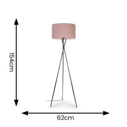 Valuelights Camden Chrome Tripod Floor Lamp With Blush Drum Shade And Bulb - thumbnail 7