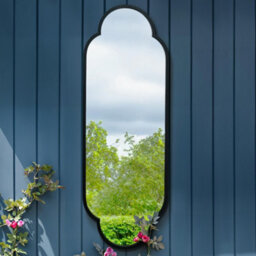 Mirroroutlet The Duplici Black Metal Framed Double Arched Oval Garden Wall Mirror 150Cm X 52Cm
