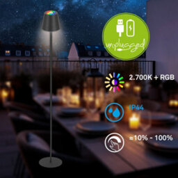 Briloner Rgbw Standing Floor Lamp Anthracite Rechargeable Dimmable Touch Control Ip44 Outdoor - thumbnail 2